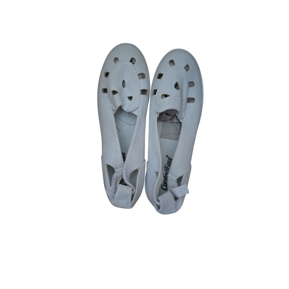 Women’s White Comfort Ease Canvas SlipOn Flats  Lightweight Casual Comfort Shoes